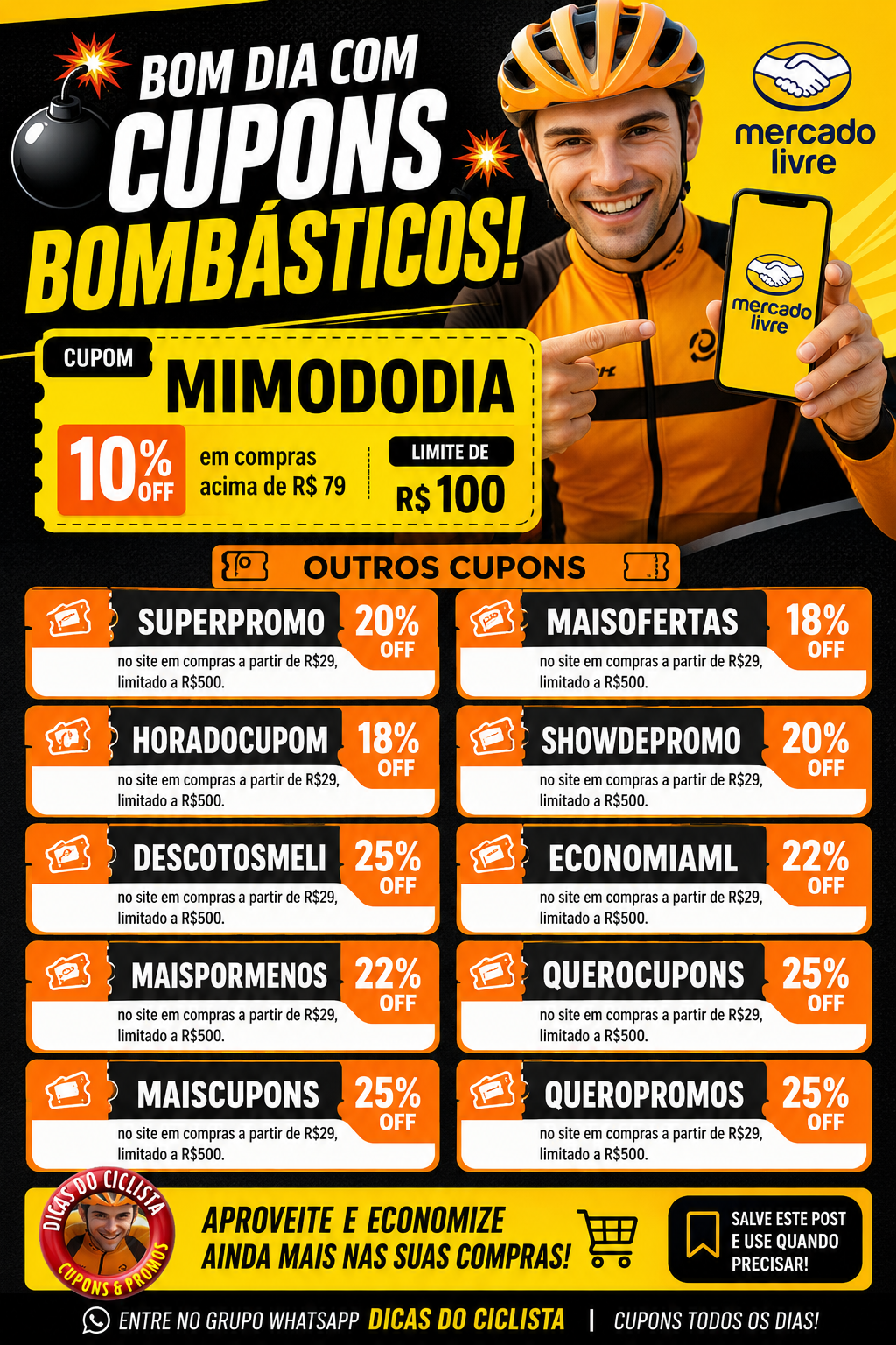 CUPOM MERCARDO LIVRE 11 CUPONS