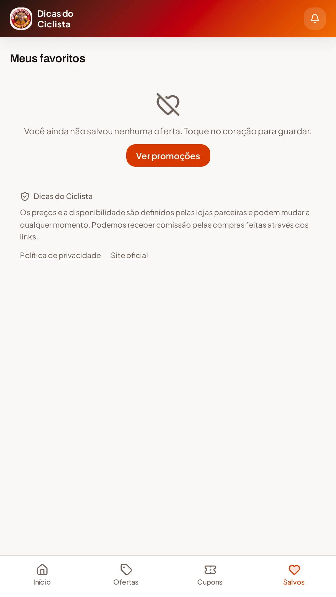 app cupom e ofertas para ciclismo gratuito