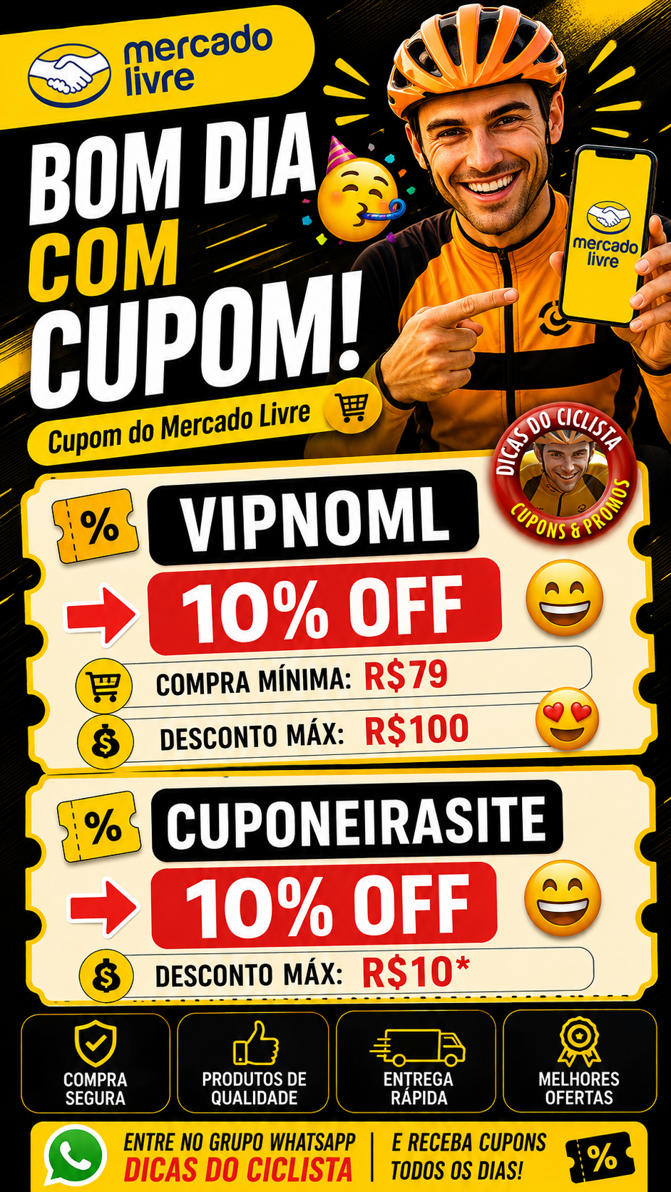 Cupom Mercado Livre Hoje: VIPNOML / CUPONEIRASITE