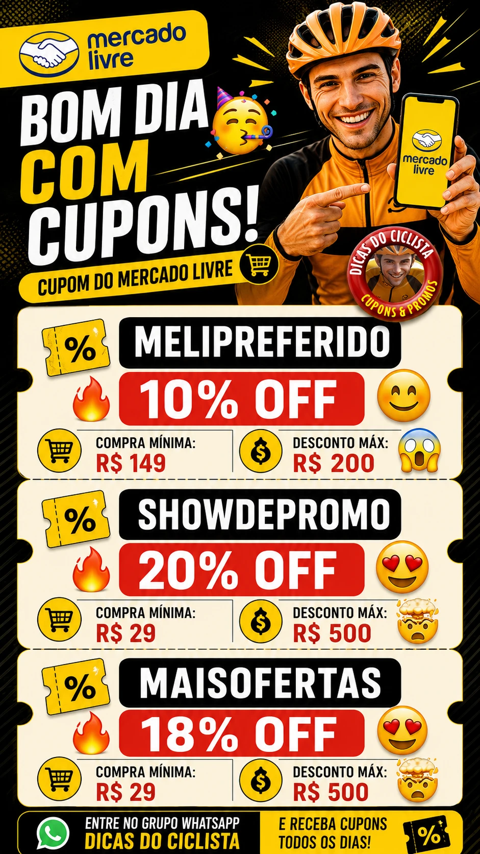 Cupom Mercado Livre Hoje: MELIPREFERIDO / MAISOFERTAS / SHOWDEPROMO