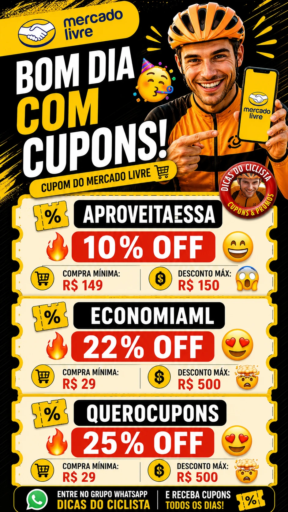Cupom Mercado Livre Hoje: APROVEITAESSA / ECONOMIAML / QUEROCUPONS