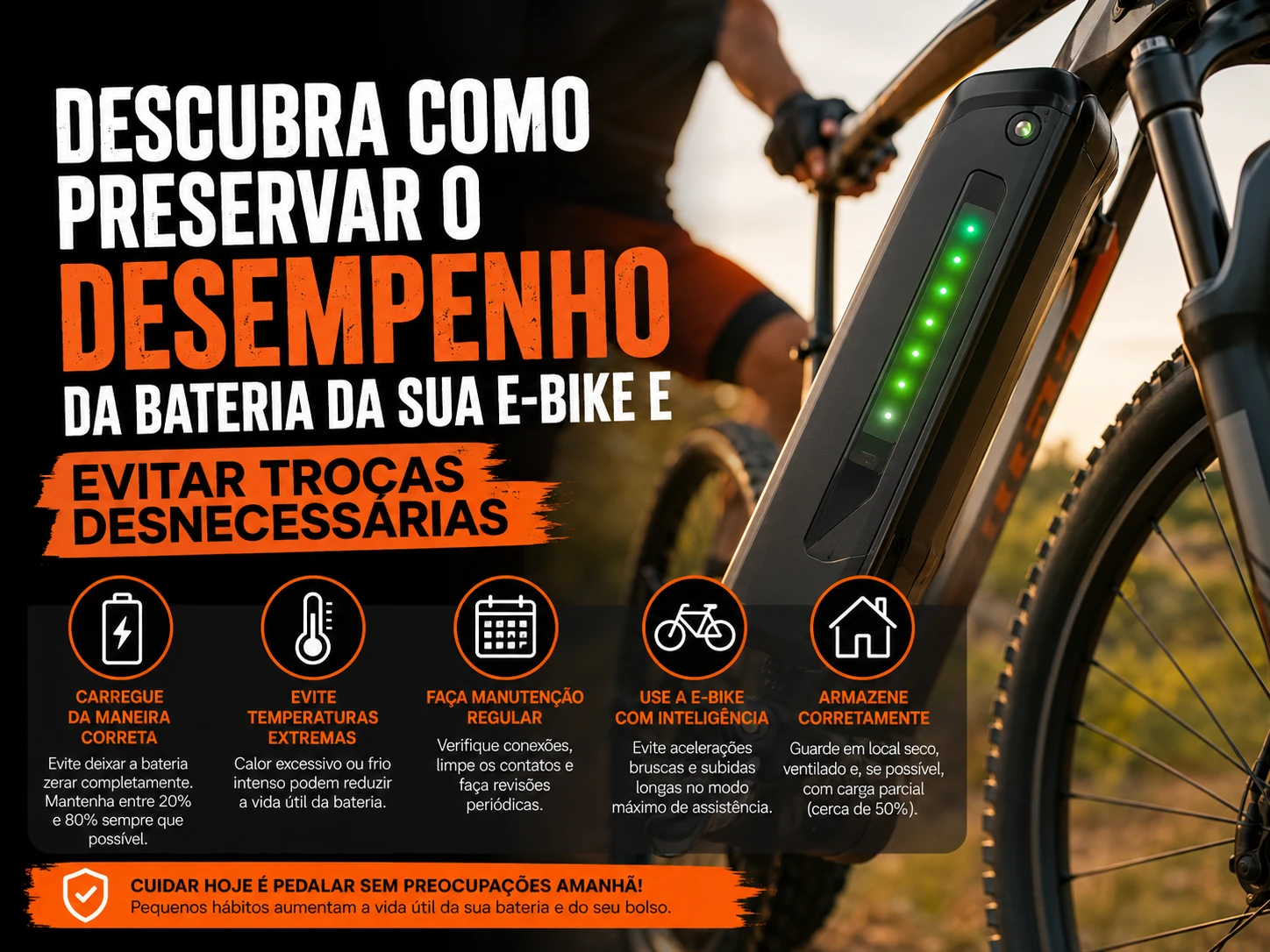 Descubra como preservar o desempenho da bateria da sua e-bike e evitar trocas desnecessárias