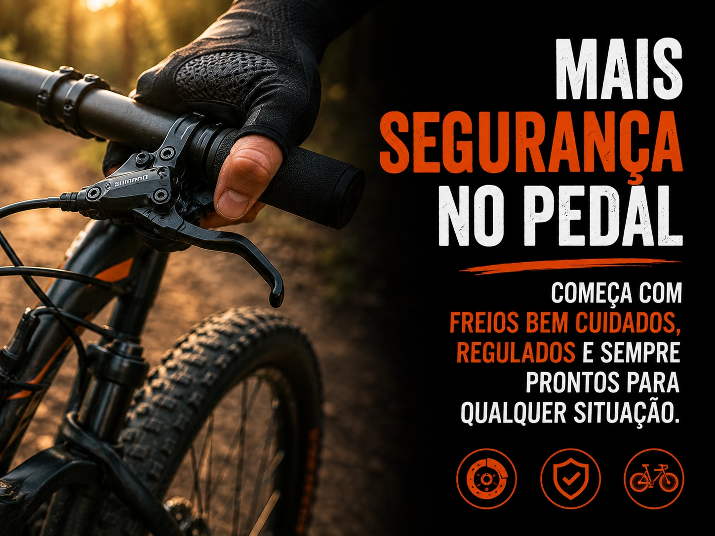 Mais segurança no pedal começa com freios bem cuidados Mais segurança no pedal começa com freios bem cuidados, regulados e sempre prontos para qualquer situação.
